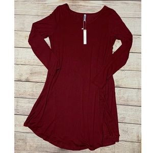 Long sleeve casual loose t shirt dress
